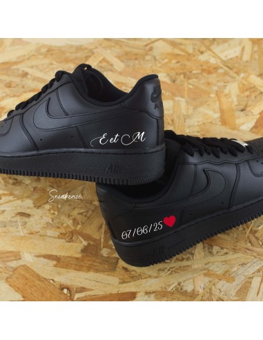 Coeur rouge - Air Force 1 noir custom Paris Déstockage Promo