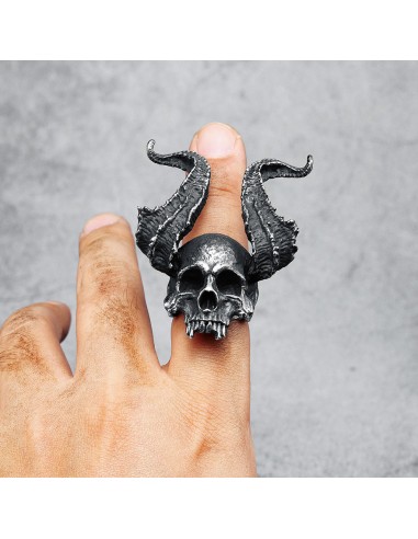 Bague Tête de Mort Noire Infernale destockage