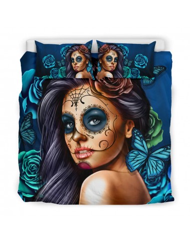 Housse de Couette Tête de Mort Rena Calavera - Blue rembourrage situé sous