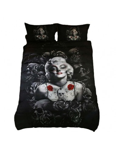 Housse de Couette Tête de Mort imprimé Marilyn Roses & Skulls 2 - 3 jours ouvrés.