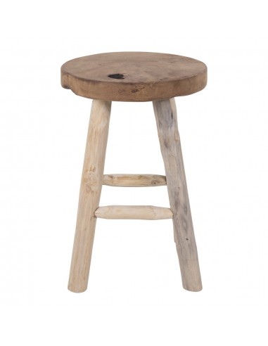 Tabouret en bois de teck naturel – Ø30x45 cm – 4 pieds – Couleur naturelle Amélioration de cerveau avec